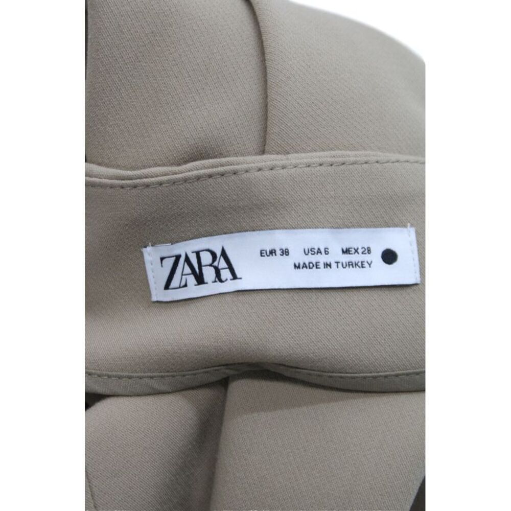 Zara Women Beige Ankle Pants Solid Minimalist Button Closure Size 6 - Picture 1 of 3